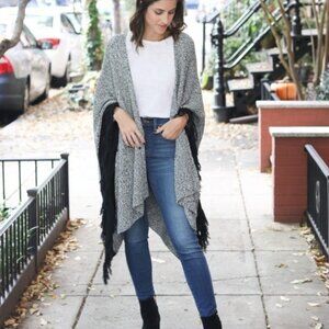 CAbi 3361 Pepper Cape Poncho Tasseled Shawl Sweater Oversized Cozycore One Size